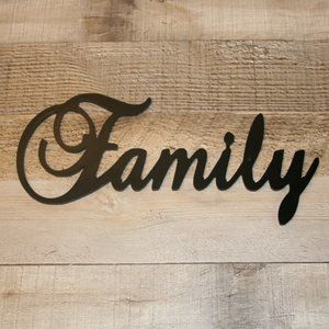 FAMILY 2D Wall Sign Decor 9 3/4" 3D Printed Wall Art Spell Out Cursive Writing